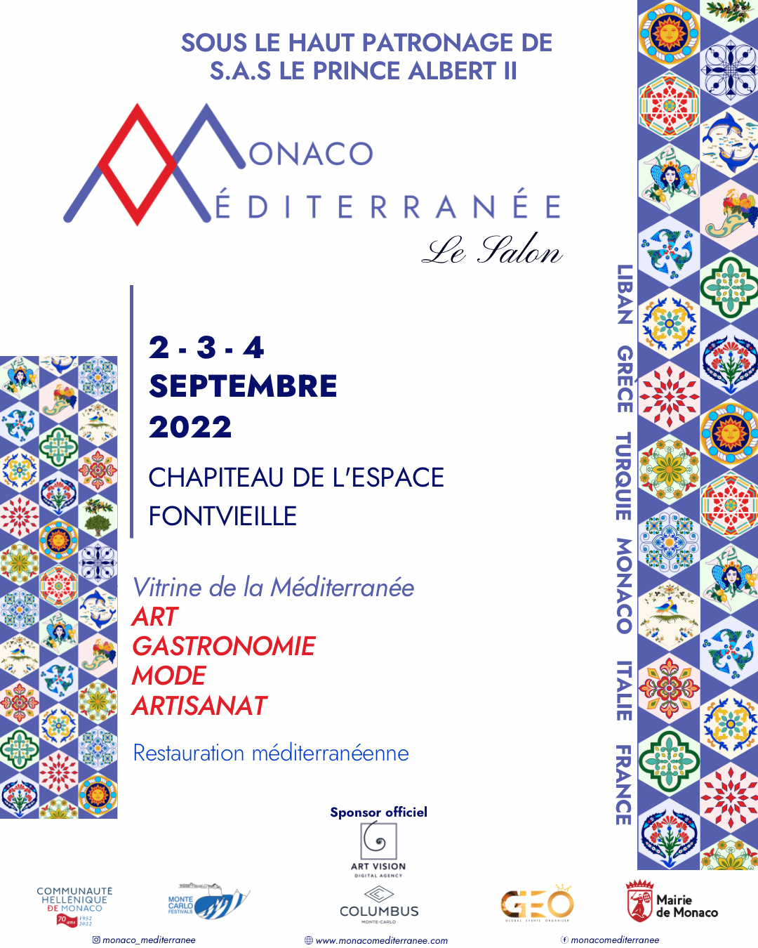 AFFICHE  Monaco Méditerranée Le Salon Septembre 2022